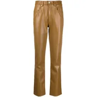 diesel pantalon droit à effet en cuir - marron
