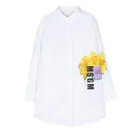 msgm kids robe-chemise à fleurs - blanc