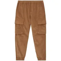 burberry pantalon cargo en velours côtelé à plaque logo - marron