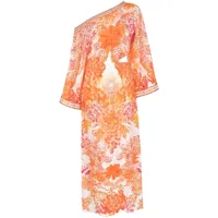 camilla robe asymétrique à imprimé dragon - orange
