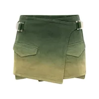 dion lee jupe portefeuille en jean à effet dégradé - vert