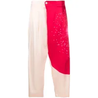 pleats please issey miyake pantalon court à design colour block - rose