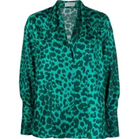 alberto biani chemise en soie à imprimé léopard - vert