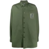 raf simons chemise oversize à patch logo - vert