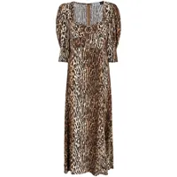 rixo robe mi-longue à imprimé léopard - marron