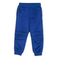 balmain kids pantalon de jogging à empiècement nervuré - bleu