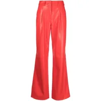 essentiel antwerp pantalon en cuir artificiel à taille haute - rouge