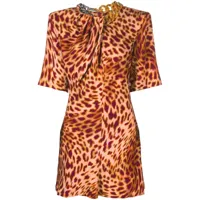 stella mccartney robe courte à imprimé léopard - rose