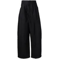 yohji yamamoto pantalon droit à taille haute - noir