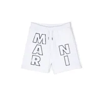 marni kids short de sport à logo imprimé - blanc