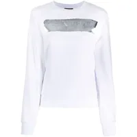 plein sport t-shirt en coton à logo métallisé - blanc
