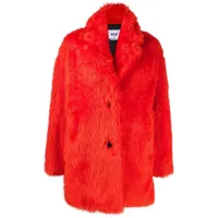 msgm manteau boutonné en fourrure artificielle - orange