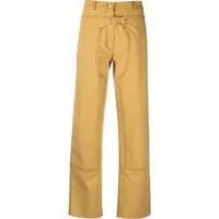 stella mccartney pantalon droit à détail de boucle - jaune