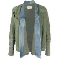 greg lauren veste en jean à design bicolore - vert
