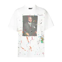 mostly heard rarely seen t-shirt portrait à effet taches de peinture - blanc