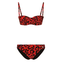 dolce & gabbana bikini à imprimé léopard - rouge