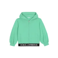 dolce & gabbana kids hoodie zippé à bande logo - vert