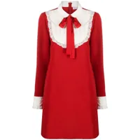 red valentino robe courte à plastron en dentelle - rouge