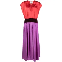 forte forte robe longue colour block en soie - violet