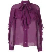 alberta ferretti blouse volantée à effet de transparence - violet