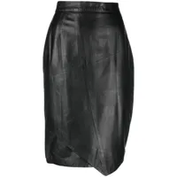 gianfranco ferré pre-owned jupe crayon en cuir à design superposé (années 1990) - noir