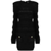 balmain robe courte en tweed - noir