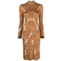 hermès pre-owned robe en soie à imprimé art nouveau (années 1970) - tons neutres
