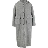 emporio armani manteau en laine à capuche - gris