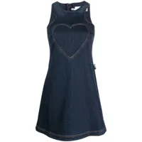 love moschino robe évasée en jean à motif cœur - bleu