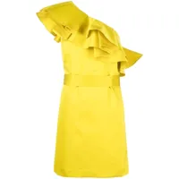p.a.r.o.s.h. robe courte drapée à une épaule - jaune