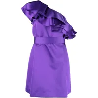 p.a.r.o.s.h. robe courte asymétrique à volants - violet