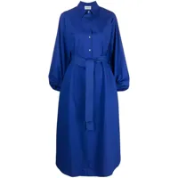 p.a.r.o.s.h. robe-chemise en coton à taille ceinturée - bleu
