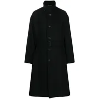 yohji yamamoto manteau boutonné à taille ceinturée - noir