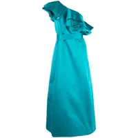 p.a.r.o.s.h. robe longue asymétrique à volants - bleu