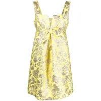 p.a.r.o.s.h. robe courte sans manches à fleurs en jacquard - jaune