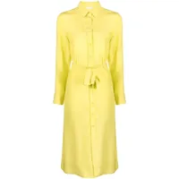 p.a.r.o.s.h. robe-chemise en satin à taille ceinturée - jaune