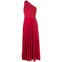 polo ralph lauren robe plissée à une épaule - rouge