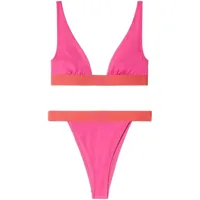 off-white bikini condenced à design bicolore - rose