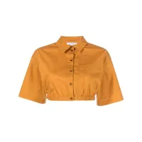 patrizia pepe chemise en coton à coupe crop - orange