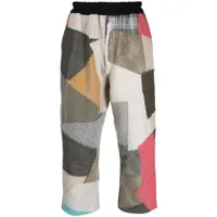 by walid pantalon court à design patchwork - tons neutres