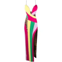 philipp plein robe longue à design patchwork - rose