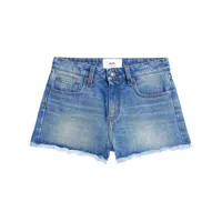 ami paris mini short en jean à design effiloché - bleu