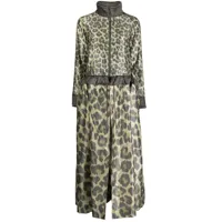 sacai robe longue à imprimé léopard - vert