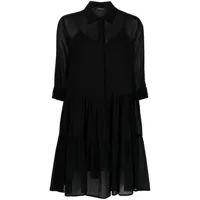 fabiana filippi robe-chemise en coton à volants superposés - noir
