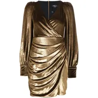 patbo robe courte à design drapé - or