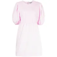 ganni robe courte en coton biologique à fronces - rose