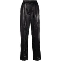 marant étoile pantalon en cuir artificiel à coupe droite - noir