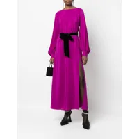 gucci robe longue en soie à taille ceinturée - violet