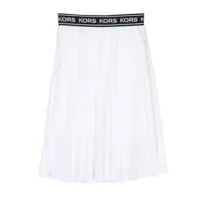 michael kors kids jupe plissée à taille à logo - blanc