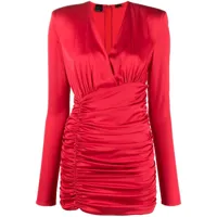 pinko robe courte froncée à col v - rouge